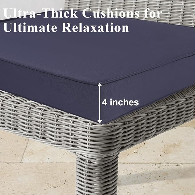 Outdoor Chair Cushions Set of 2 for Patio Furniture 19x19x4 Inch Waterproof Patio Chair Cushion 3 Year Color Fastness Square Elastic Foam Garden Sofa Couch Pads with Ties and Handle,Grey-VerdiqueGarden