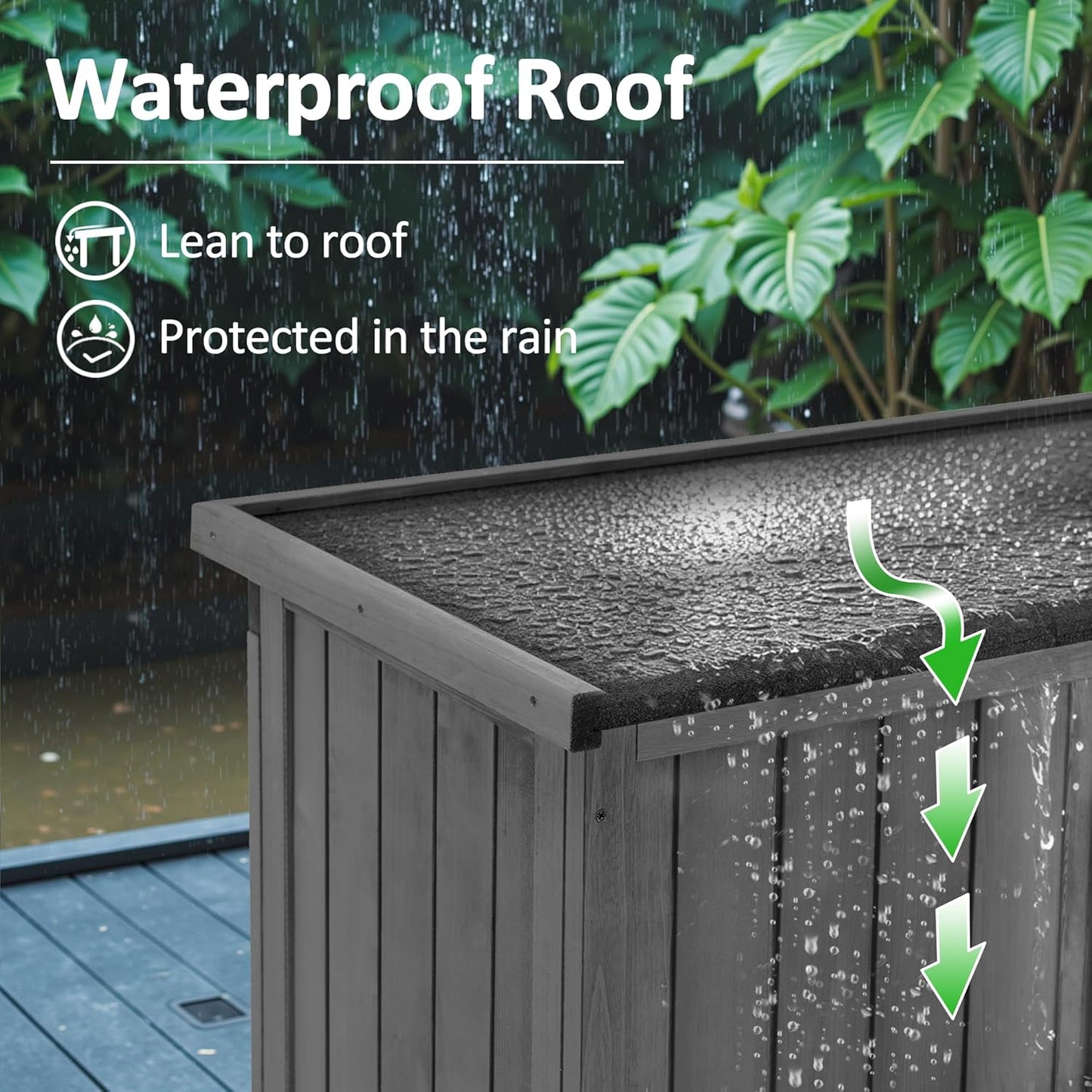 MCombo Outdoor Storage Cabinet, Garden Storage Shed, Outside Vertical Shed with Lockers, Outdoor 63 Inches Wood Tall Cabinet for Yard and Patio 0870 (Grey)-VerdiqueGarden