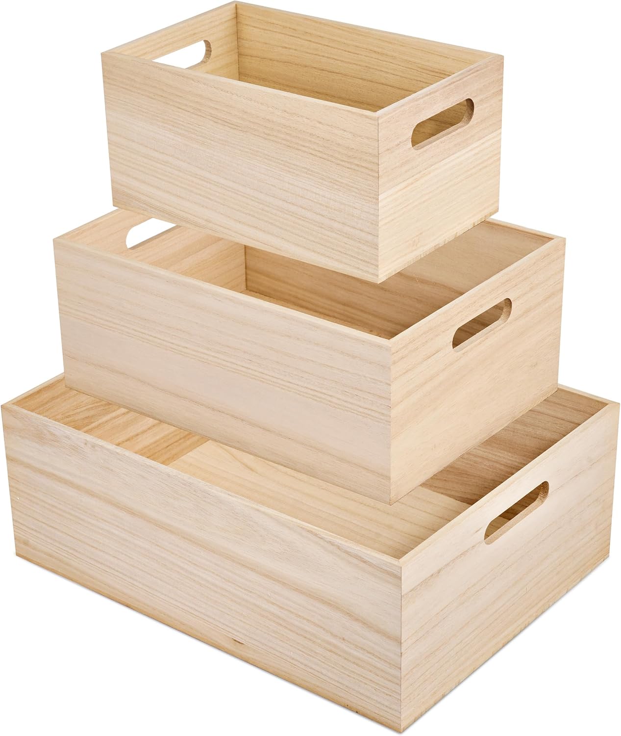 Sorbus Unfinished Wood Crates - Organizer Bins, Wooden Box for Pantry Organizer Storage, Closet, Arts & Crafts, Cabinet Organizers, Containers for Organizing (3 Pack)-VerdiqueGarden