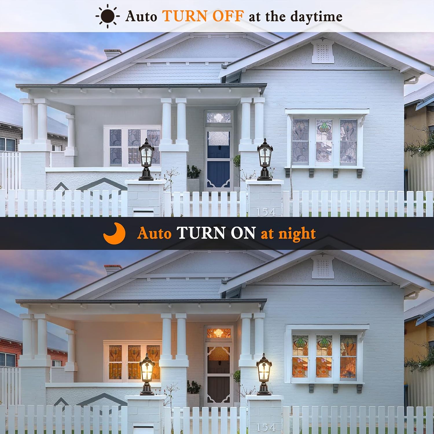 Hardwired 120V Dusk to Dawn Outdoor Post Light Black Roman, Waterproof Aluminum Pole Light Fixture with Pier Mount Base, Exterior Lamp Post Lantern Head with Clear Glass for Garden Yard Patio Pathway-VerdiqueGarden