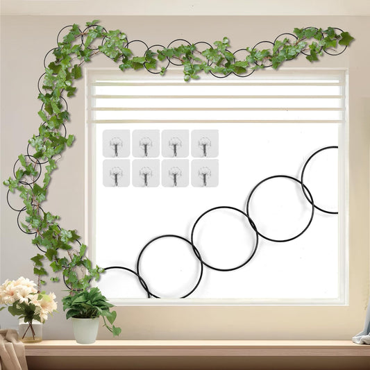 24 Pcs Chain Trellis for Climbing Plants, 120 Inch Long Metal Plant Trellis Indoor Outdoor, Garden Wall Vine Support Trellis, Plant Accessories for Ivy, Peonies, Circle Design Black-VerdiqueGarden