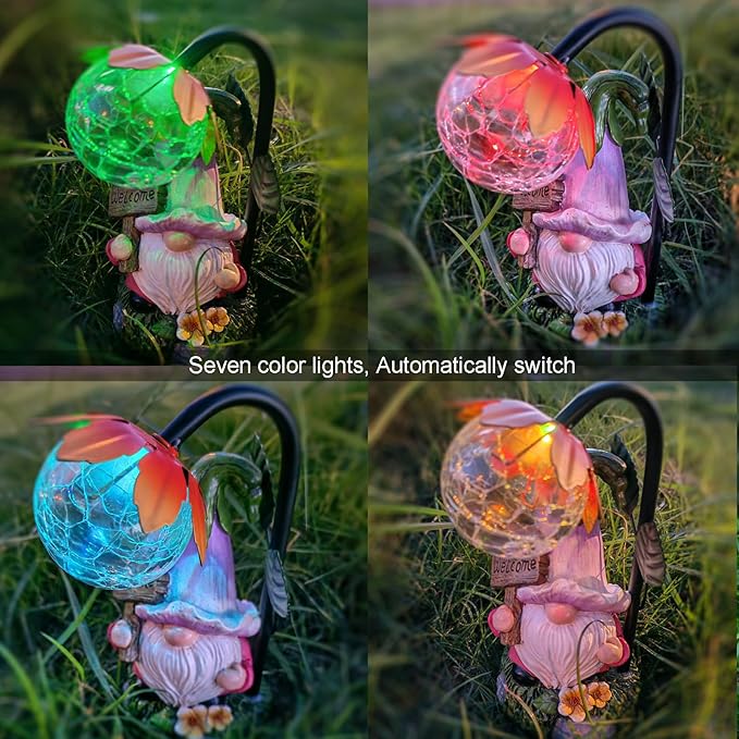 Garden Gnomes Outdoor Statue with Solar Lights Welcome Gnome Home Garden Decor Mom Gifts for Yard Patio Home Garden-VerdiqueGarden