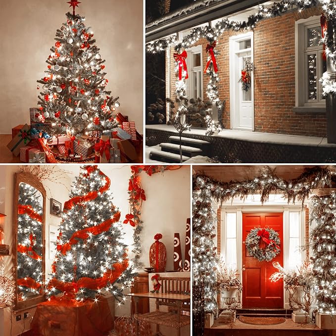 1000 LED 328ft 8 Modes with Timer Christmas String Lights IP55 Outdoor Waterproof UL Certificated Indoor Fairy Lights Garden Patio Wedding Christma Trees Parties Decoration White Light-VerdiqueGarden