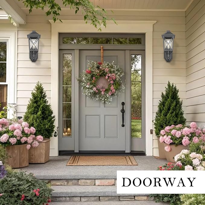 Darkaway Outdoor Wall Light Fixture,2pcs Outside Porch Lights Wall Mounted Seeded Glass Exterior Waterproof Lantern Modern E26 Socket Wall Sconce Lighting for Front Door Yard Patio-VerdiqueGarden