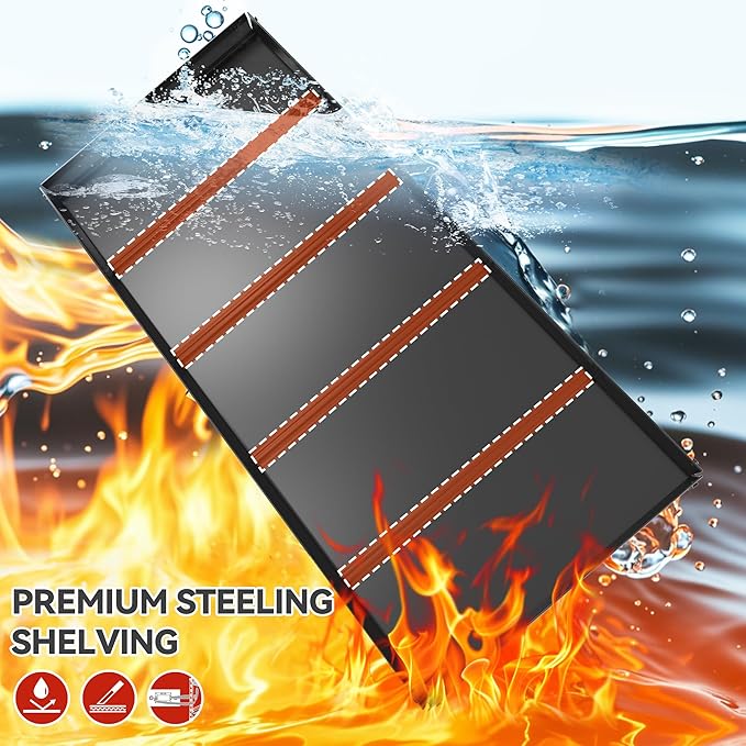 REIBII Garage Shelving Heavy Duty Garage Storage Shelves, Extra Large Adjustable Storage Rack with 5 Tier Metal Shelving Unit, 2500LBS Loads Heavy Duty Shelf, Easy Assembly, 2 Pack-VerdiqueGarden