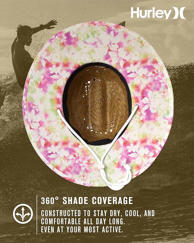 Hurley Women's Straw Hats - Real Straw Hat Medium Brim and Adjustable Chin Strap-VerdiqueGarden