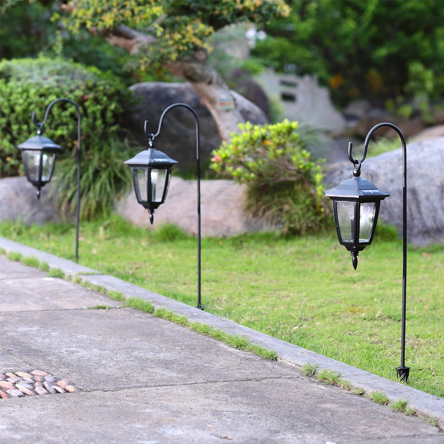 MAGGIFT 34 Inch Hanging Solar Lights Outdoor Waterproof Solar Garden Lights with 2 Shepherd Hooks Landscape Lighting for Lawn Patio Yard Pathway Driveway,2 Pack-VerdiqueGarden