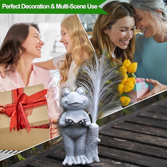 Solar Frog Garden Statue with Color-Changing Lights, Frog Figurine Garden Decor, Outdoor Lawn Decor for Patio, Yard, Balcony, Perfect Gardening & Housewarming Gifts for Women, Mom, Grandma-VerdiqueGarden