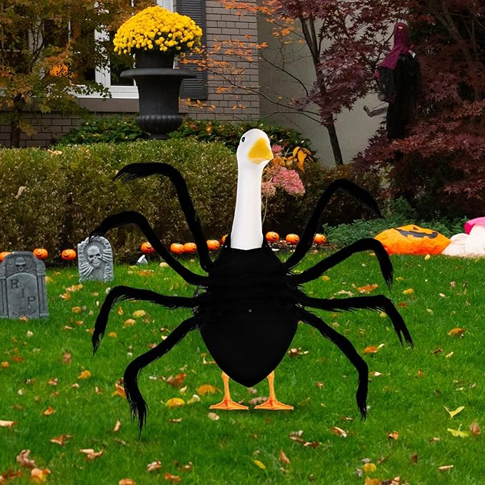 Halloween Goose Outfit Lawn Porch Goose Outfit Spider Bat Costume Plastic Goose Clothing for 23" Goose Halloween Outdoor Patio Yard Lawn Art Decoration (Spider)-VerdiqueGarden