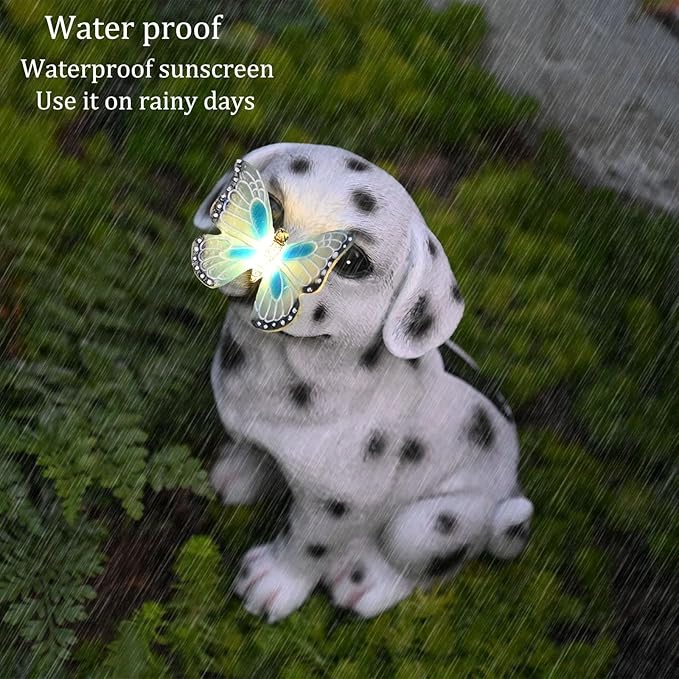 Dog Garden Figurines Outdoor Decor Solar Statue with LED Lights for Patio Lawn Yard Art Decoration Housewarming Garden Gift-VerdiqueGarden