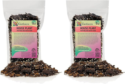 Premium Gardenera House Plant Potting Mix - 10 Quart - Fern + New Zealand Bark + Perlite | Great for Pothos, Spider Plants, Montsera, Philodendron, English Ivy (2 Bags of 5 Quart)-VerdiqueGarden