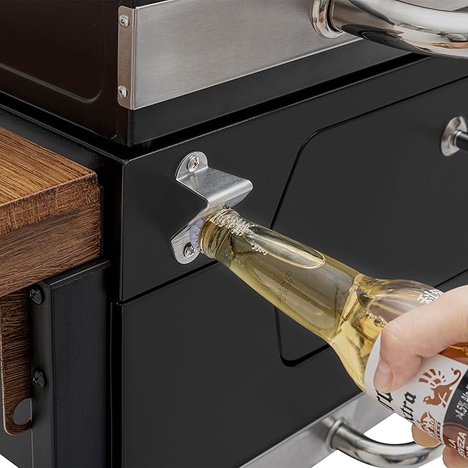 Royal Gourmet CD1824M 24-Inch Charcoal Grill, BBQ Smoker with Handle and Folding Table, Perfect for Outdoor Patio, Garden and Backyard Grilling, Black, Medium-VerdiqueGarden