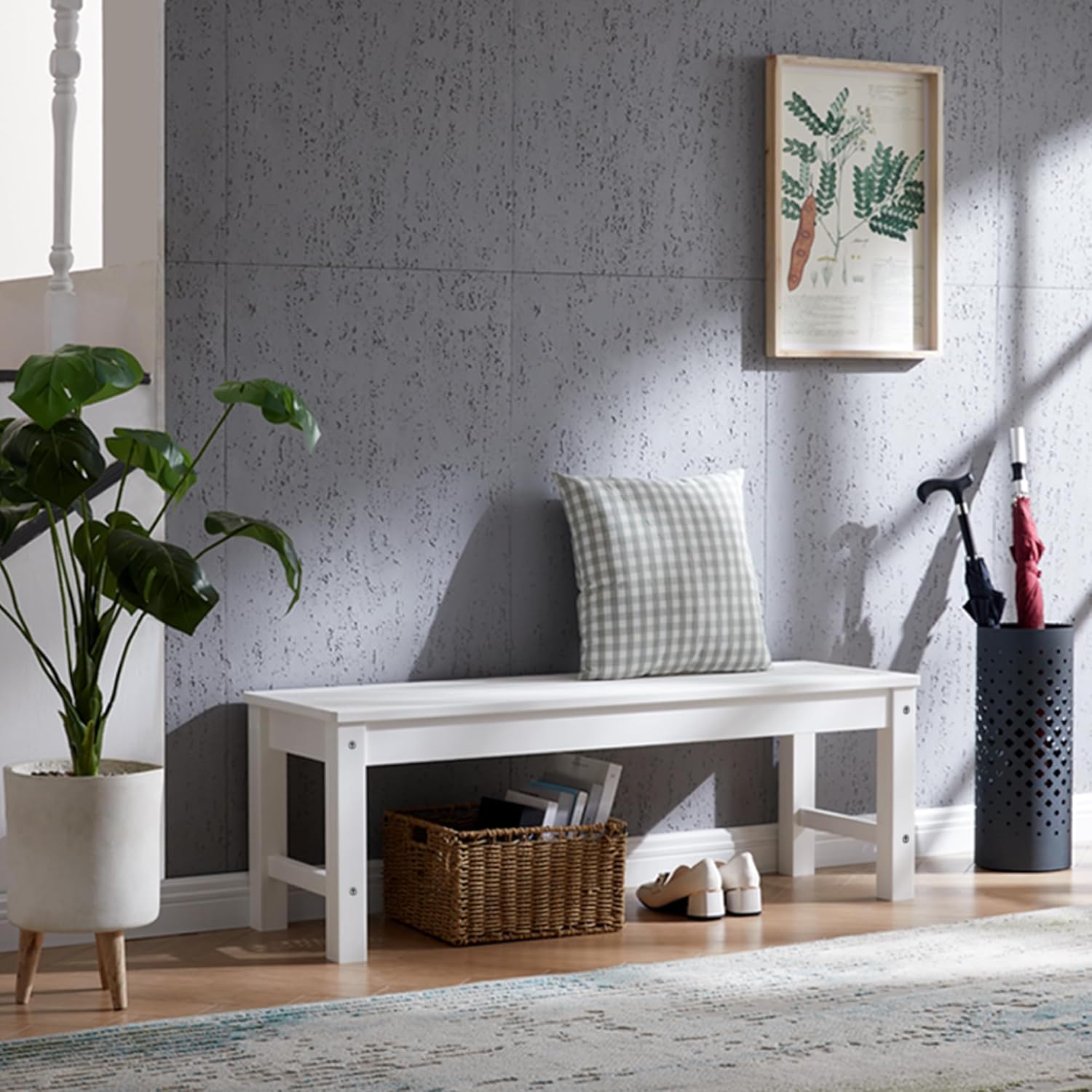 Psilvam Outdoor Bench, Two Person Poly Lumber Porch Bench, Weatherproof Garden Bench That Never Rot and Fade, Patio Bench Suit for Garden, Porch, and Park (2 pcs, White)-VerdiqueGarden