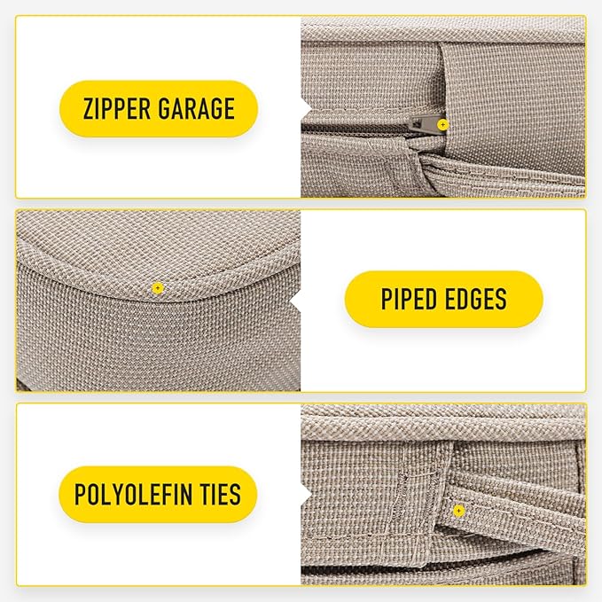 SUNROX Gel Memory Foam Chair Cushions, FadeShield Water-, Stain-Resistant Durable Reversible Seat Cushion Pads with Ties for Indoor/Outdoor Kitchen Dining Office, 19"x19", Set of 4, Husk Birch-VerdiqueGarden