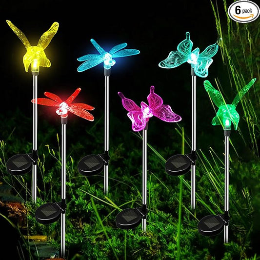 Anordsem Solar Lights Outdoor Decorations: Garden Stake Light Waterproof for Yard Decor Outside - LED Dragonfly Hummingbird Butterfly Lamp for Patio Pathway Home-VerdiqueGarden