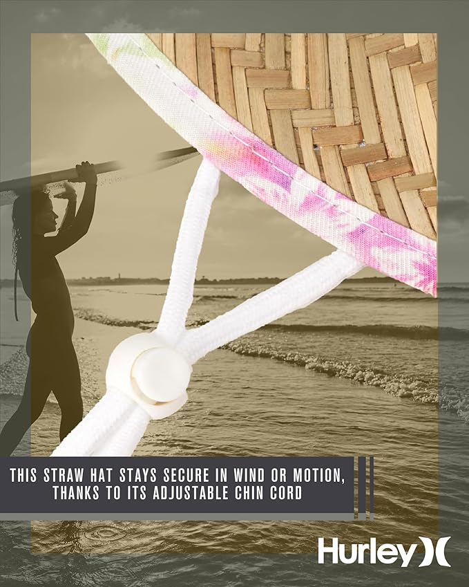Hurley Women's Straw Hats - Real Straw Hat Medium Brim and Adjustable Chin Strap-VerdiqueGarden