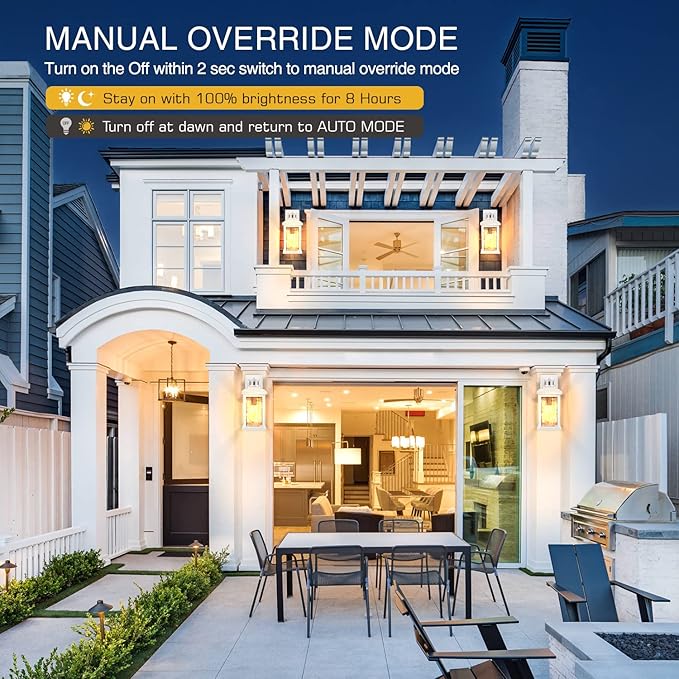 VIANIS Motion Sensor Outdoor Lights, White Dusk to Dawn Outdoor Lighting Wall Mount, Aluminum Waterproof Modern Exterior Garage Lights, Outdoor Lanterns for Front Porch Patio, Entryway, Front Door…-VerdiqueGarden