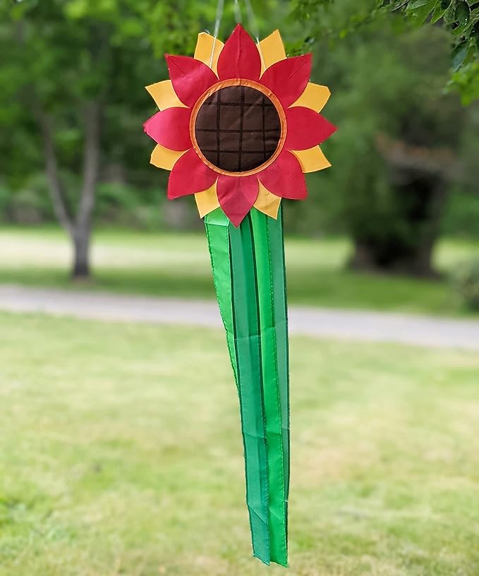 Madrona Brands Red Flower Windsock | Durable Outdoor Hanging Decoration | Yard, Garden, Patio, Home and More | 42-Inch-VerdiqueGarden