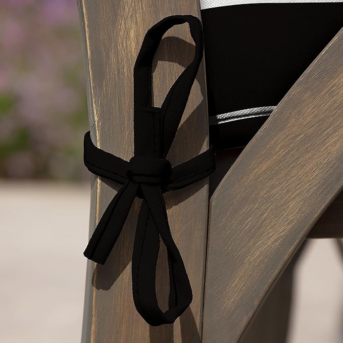 Arden Seat Cushion, 21 x 21, Rain-Proof, Fade Resistant, Cushion for Patio Dining, Adirondack, and Outdoor Chairs Black Cabana Stripe-VerdiqueGarden