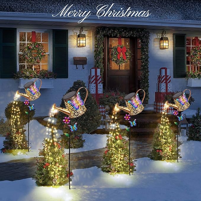 Solar Watering Can with Lights Outdoor Garden,Waterproof Garden Stake Lights Decoration for Yard Lawn Patio Pathway Front Porch Landscape Gardening Gifts for Mom Grandma Women Birthday Gift-VerdiqueGarden