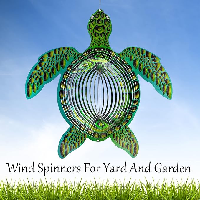 Turtle Ornament Wind Spinners for Yard and Garden, Metal Ornaments for Garden Décor, Outdoor Wind Spinner, Turtle Gifts for Turtle Lovers, Outdoor Garden Decoration, 15 inch Wall Décor by ISEO-VerdiqueGarden