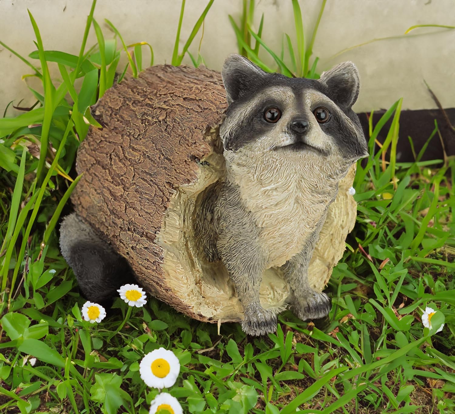 Raccoon Outdoor Animal Statue - Lifelike Raccoon Figurine, Woodland Theme Animal Decor, Home & Garden Decor Accent, Decorative Statue & Sculpture-VerdiqueGarden