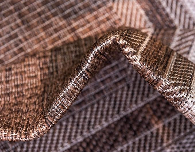 Unique Loom Outdoor Border Collection Area Rug - Soft Border (4' 1" x 6' 1" Rectangle, Brown/ Ivory)-VerdiqueGarden