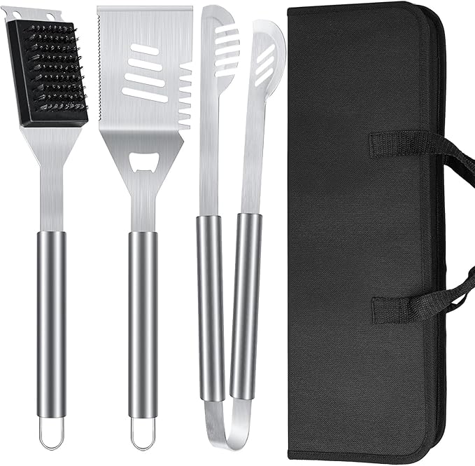 BBQ Grill Tools Set 16-inch Heavy Duty, 3 Pcs - Barbecue Utensils Kit for Camping, Kitchen, Outdoor Cooking,Suitable as a Gift for Men, Fathers, Friends-VerdiqueGarden