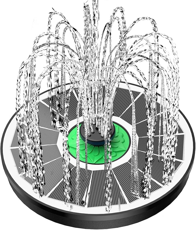 Solar Fountain for Bird Bath Glass - No Battery, 3.5W Solar Bird Bath Fountains Green Flower with 4 Fixed Rods & 7 Nozzles, Solar Powered Water Fountain for Bird Bath,Pond,Pool,Outdoor,Garden-VerdiqueGarden