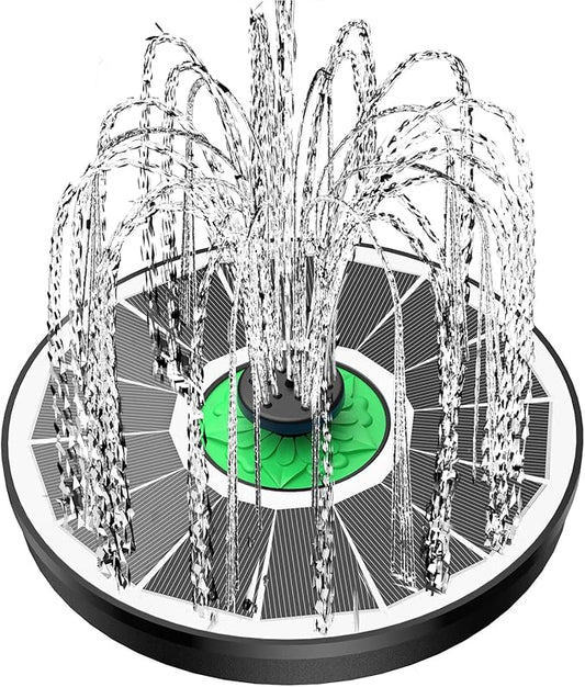 Solar Fountain for Bird Bath Glass - No Battery, 3.5W Solar Bird Bath Fountains Green Flower with 4 Fixed Rods & 7 Nozzles, Solar Powered Water Fountain for Bird Bath,Pond,Pool,Outdoor,Garden-VerdiqueGarden