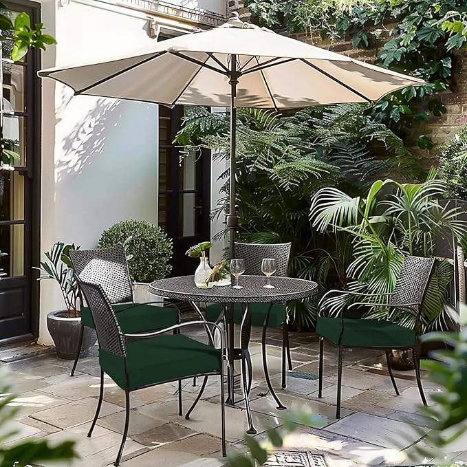 Favoyard Patio Chair Cushions 18 x 18 x 3 Inch Waterproof Outdoor Seat Cushions for Patio Furniture 3-Year Color Fastness Garden Sofa Couch Chair Pads with Handle & Adjustable Straps Set of 2, Green-VerdiqueGarden