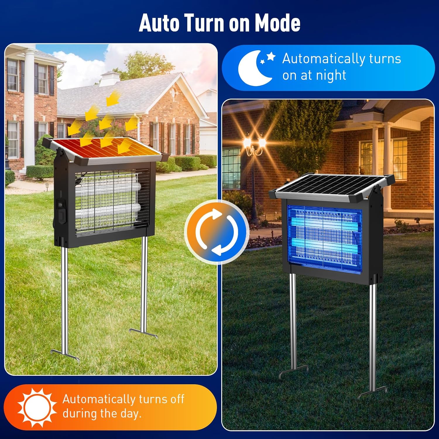 Solar Bug Zapper, 4500V IP66 Waterproof Outdoor Portable Rechargeable Electric Mosquito Killer for Camping, Patio, Garden Mosquito Zapper for Outdoor Use-VerdiqueGarden