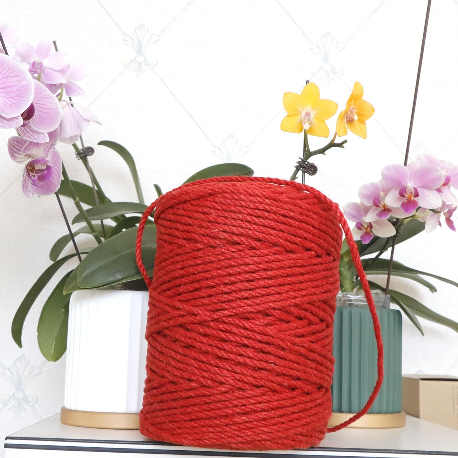 4mm x 500 Feet Red Jute Rope, Twine for Gardening Tomato Climbing Plant Tie Floristry Crafts Gift Wrapping Packing Decor-VerdiqueGarden