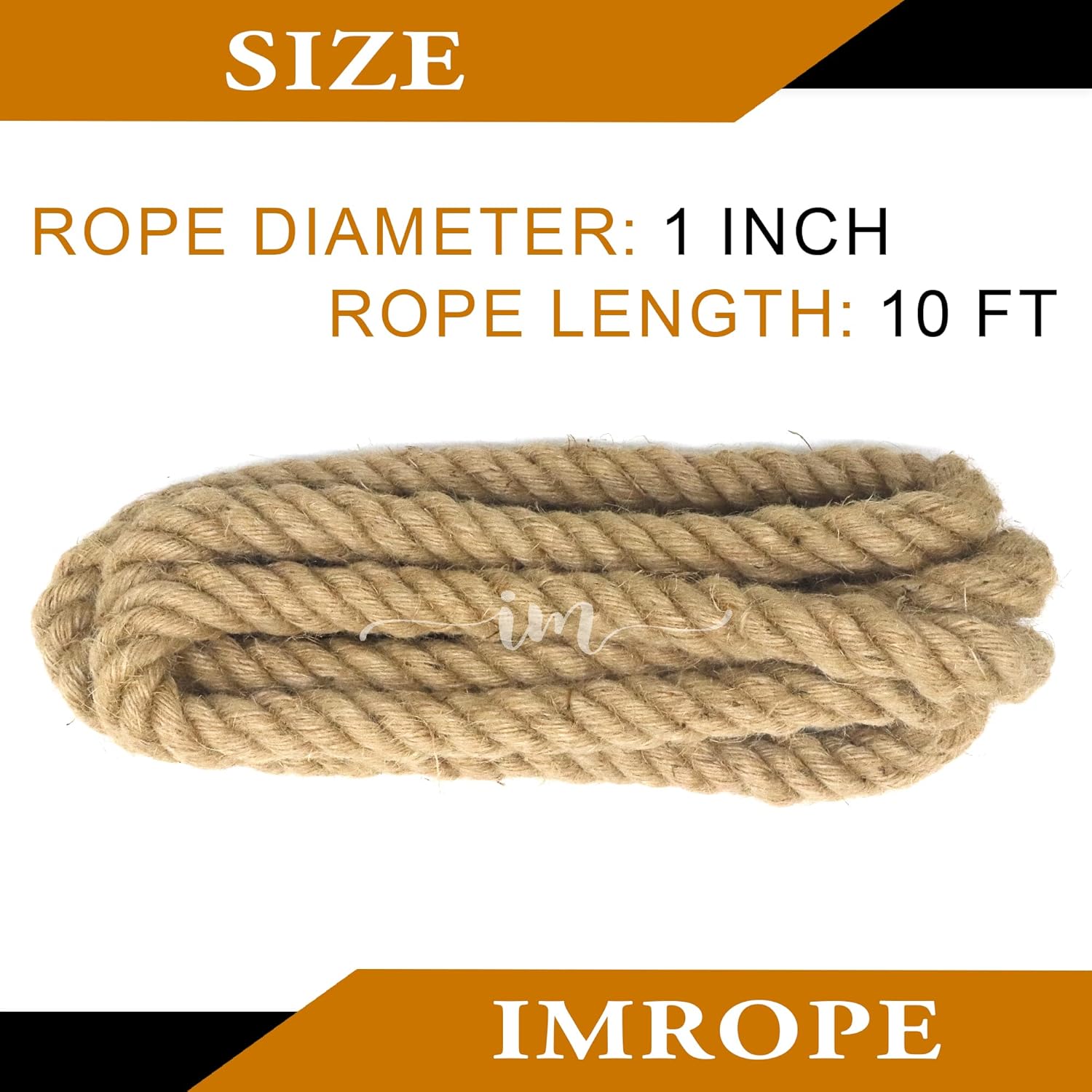 Jute Rope 1 Inch x 10 Ft, IMROPE Natural Jute Rope Twisted 4 Strands for DIY Arts Crafts, Garden, Home Decorating, Hammock-VerdiqueGarden