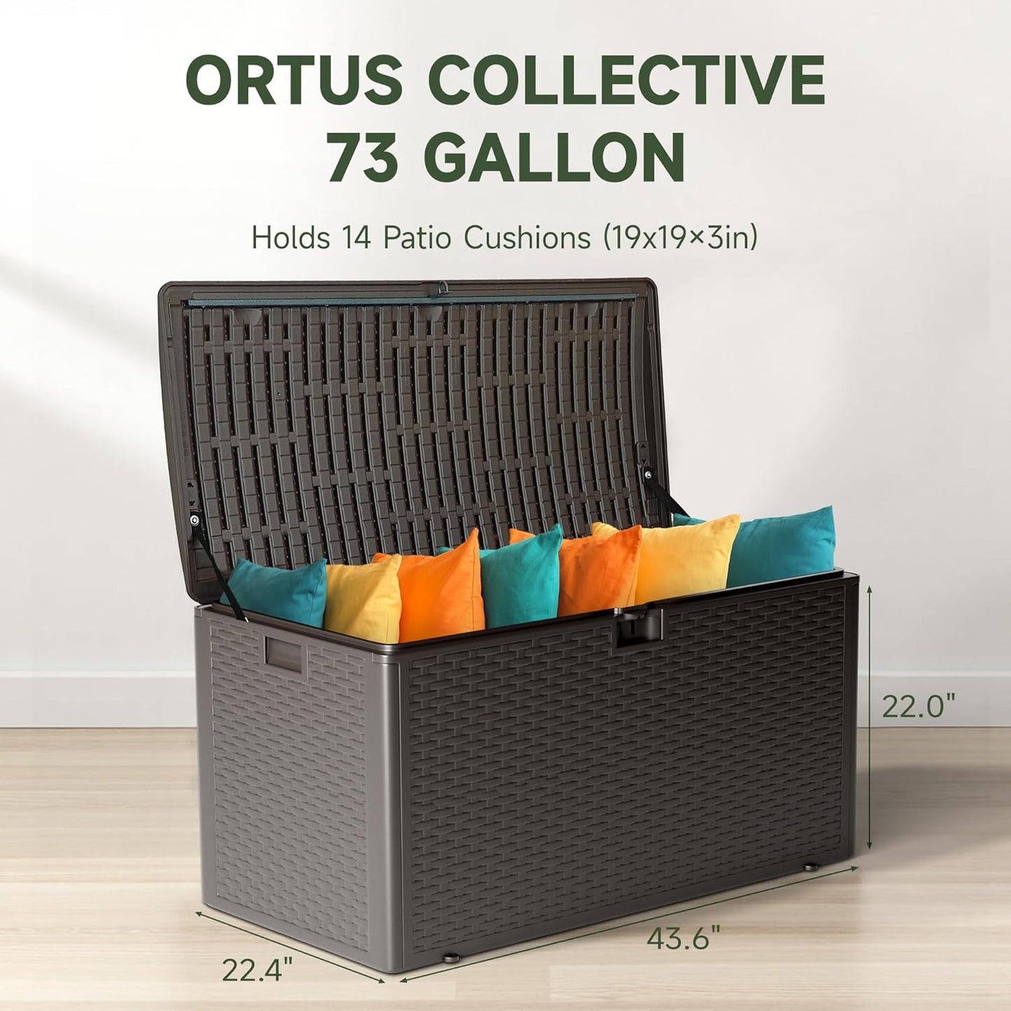 73 Gallon Deck Box, Double Layer Waterproof Resin Outdoor Indoor Storage Box, Lockable & UV Resistant Storage Bin for Patio Furniture, Garden Tools, Pool Accessories (Brown)-VerdiqueGarden