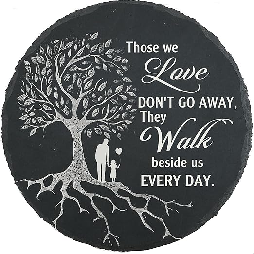 Memorial Stone Man and Child, Dad Memorial Gifts for Daughter, Memorial Gifts for Loss of Father, in Memory of Dad Garden Slate Stone, Sympathy Gift for Loss of Dad Memorial Plaque TNA3-VerdiqueGarden