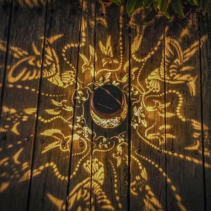 Solar Hummingbird Lanterns Outdoor Hanging Decor Lantern,Waterproof Hollow Out Metal Decorative Garden Light,Graceful Decoration for Patio,Yard,Landscape,Walkway,Festival-VerdiqueGarden