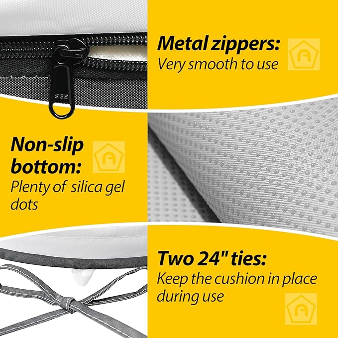 AAAAAcessories Outdoor Seat Cushions for Chairs, Waterproof, Fade-Resistant Patio Furniture Replacement Cushions, 15" x 15" x 2", Set of 2, Gray Cabana Stripe-VerdiqueGarden