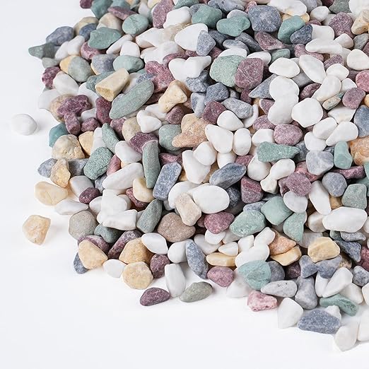 10 lbs Pea Gravel for Plants, Aquarium, Fish Tank, 3/8 inch Decorative Pebbles for Indoor Plants, Succulent, Bamboo, Vase, Drainage Rocks for Potted Plants, Top Dressing, Mixed Color-VerdiqueGarden