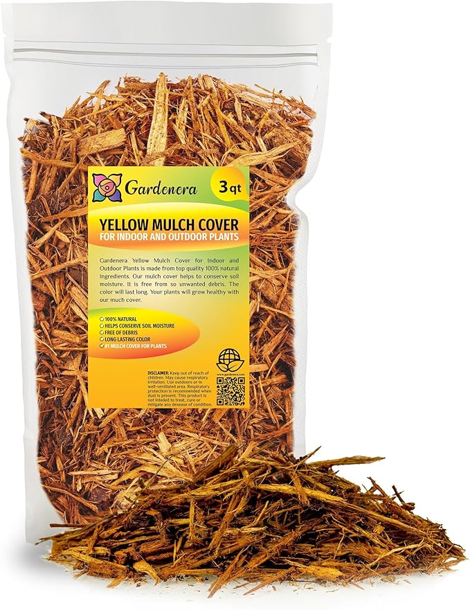 Yellow Mulch - Create a Polished and Professional Outdoor Space - 3 QUARTS-VerdiqueGarden