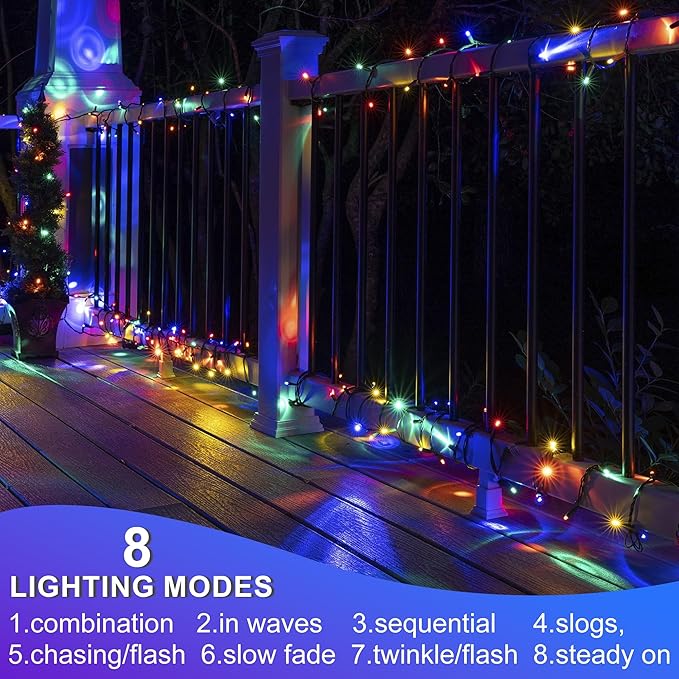 weillsnow 500 LED Multicolor Outdoor Christmas Lights, 164Ft Plug in Waterproof String Lights, 8 Modes with Memory for Outdoor Indoor Garden Halloween Christmas Decorations (Multicolor)-VerdiqueGarden