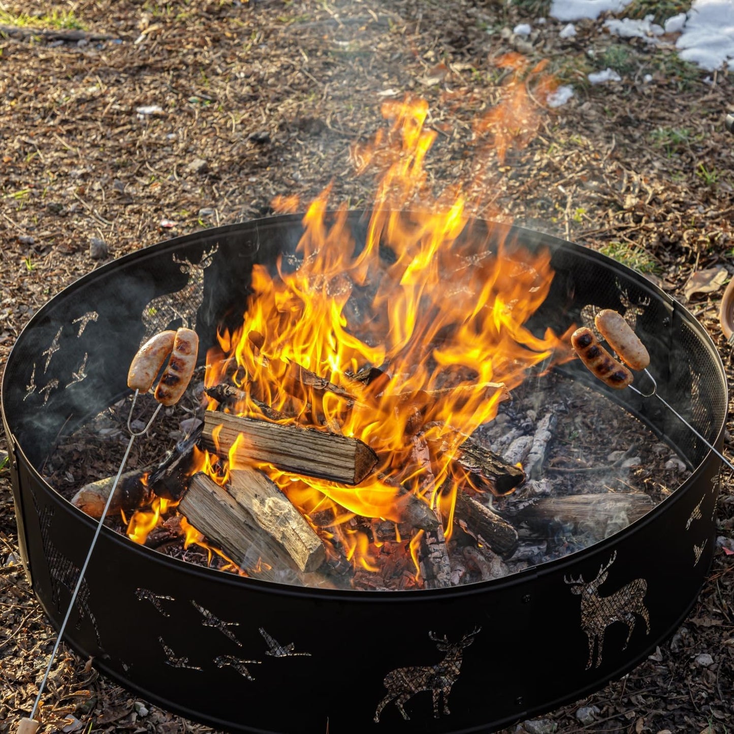 Fire Ring,Firepit Ring for Camping, Wood Burning Fire Pit for Outside,Yard,Garden,Outdoor Fireplace-VerdiqueGarden