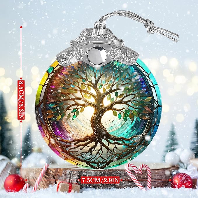 Tree of Life Suncatcher, Jocidea Stained Glass Window Hanging, Christmas Ornament, Tree of Life Ornaments for Christmas Tree, Tree of Life Home Decor, Holiday Decor, Christmas Decor-VerdiqueGarden