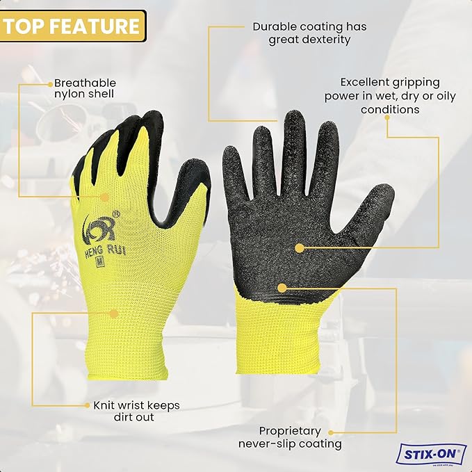10 OR 20 Pairs Work Gloves–Heavy Duty Rubber Coated Safety Work Gloves–Multipurpose Gloves-VerdiqueGarden