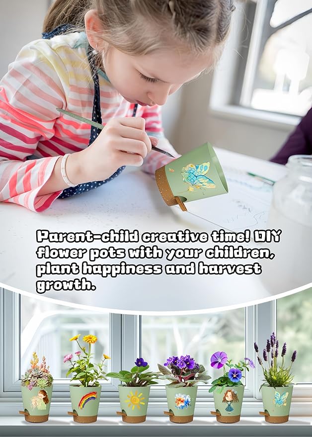 12 Pack 4 Inch Self Watering Plant Pots with Drainage and Saucers，Plastic Flower Pots for Indoor and Outdoor Plants, Nursery Planters for Houseplants and Herbs Green Brown, 4 inch 12pcs-VerdiqueGarden