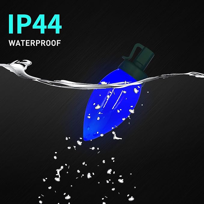 C9 Christmas Lights Outdoor 50 LED Blue Strawberry Waterproof String Lights Xmas Tree Indoor Decoration Plug in 34.5 Feet Used for Home Festive Courtyard Patio Garden(Blue)-VerdiqueGarden