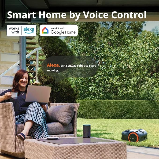 Segway Navimow i110N Robot Lawn Mower Perimeter Wire Free 1/4 Acre RTK+Vision Robotic Lawnmower, AI-Assisted Mapping, Virtual Boundary, APP Control, 58dB(A) Quiet, Multi-Zone Management-VerdiqueGarden