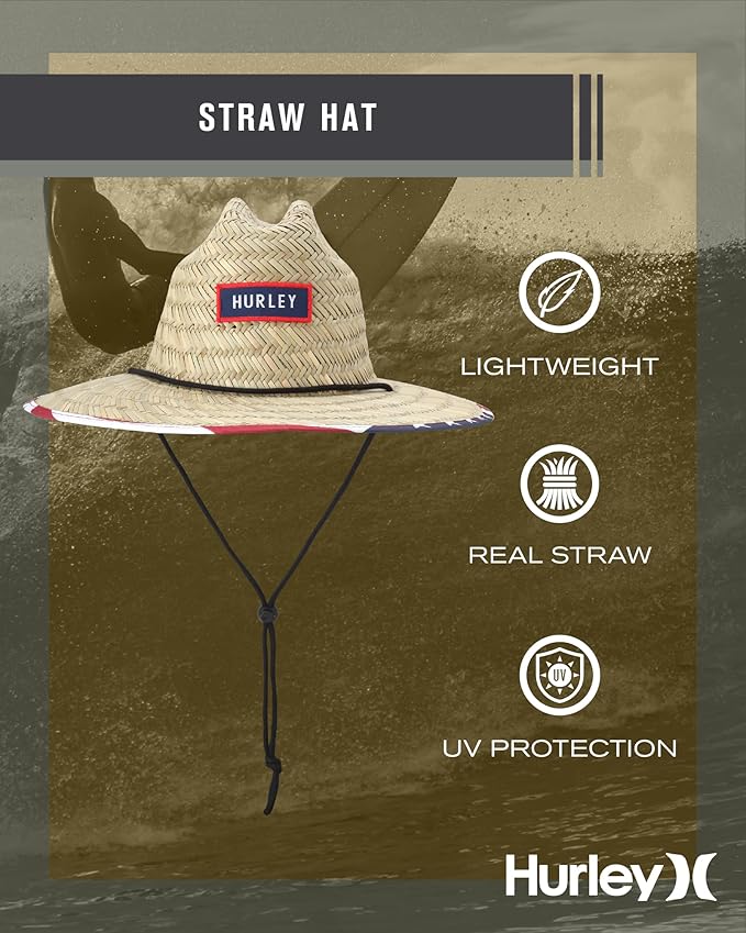 Hurley Men's Straw Hat - Bayside Lifeguard Straw Sun Hat-VerdiqueGarden