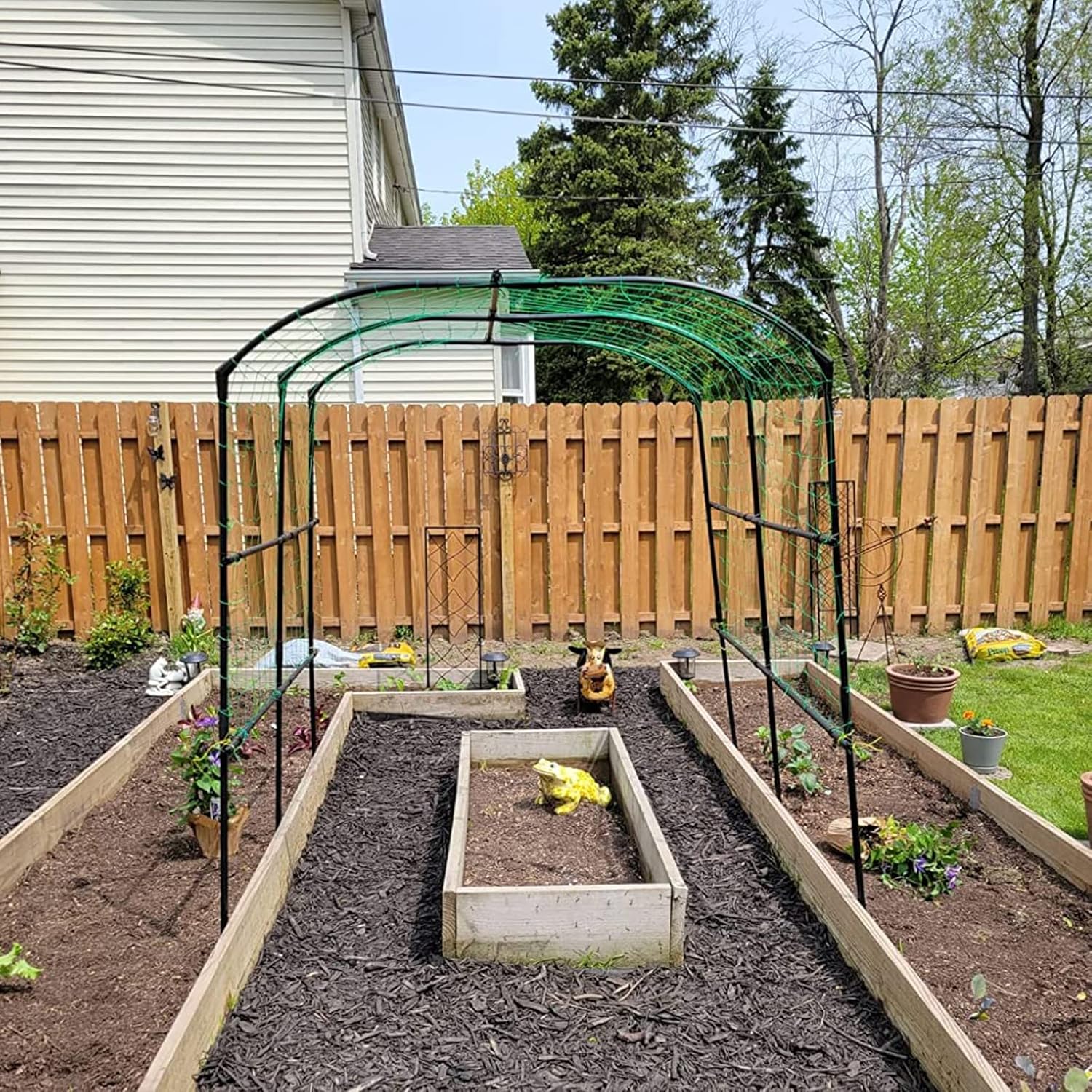 DoCred Tall Garden Arch Trellis for Climbing Plants, 87in Tall Metal Plant Support Trellis Archway for Climbing Vine Vegetable/Fruit/Flower Outdoor Yard Lawn Garden Arch Tunnel Trellis-VerdiqueGarden