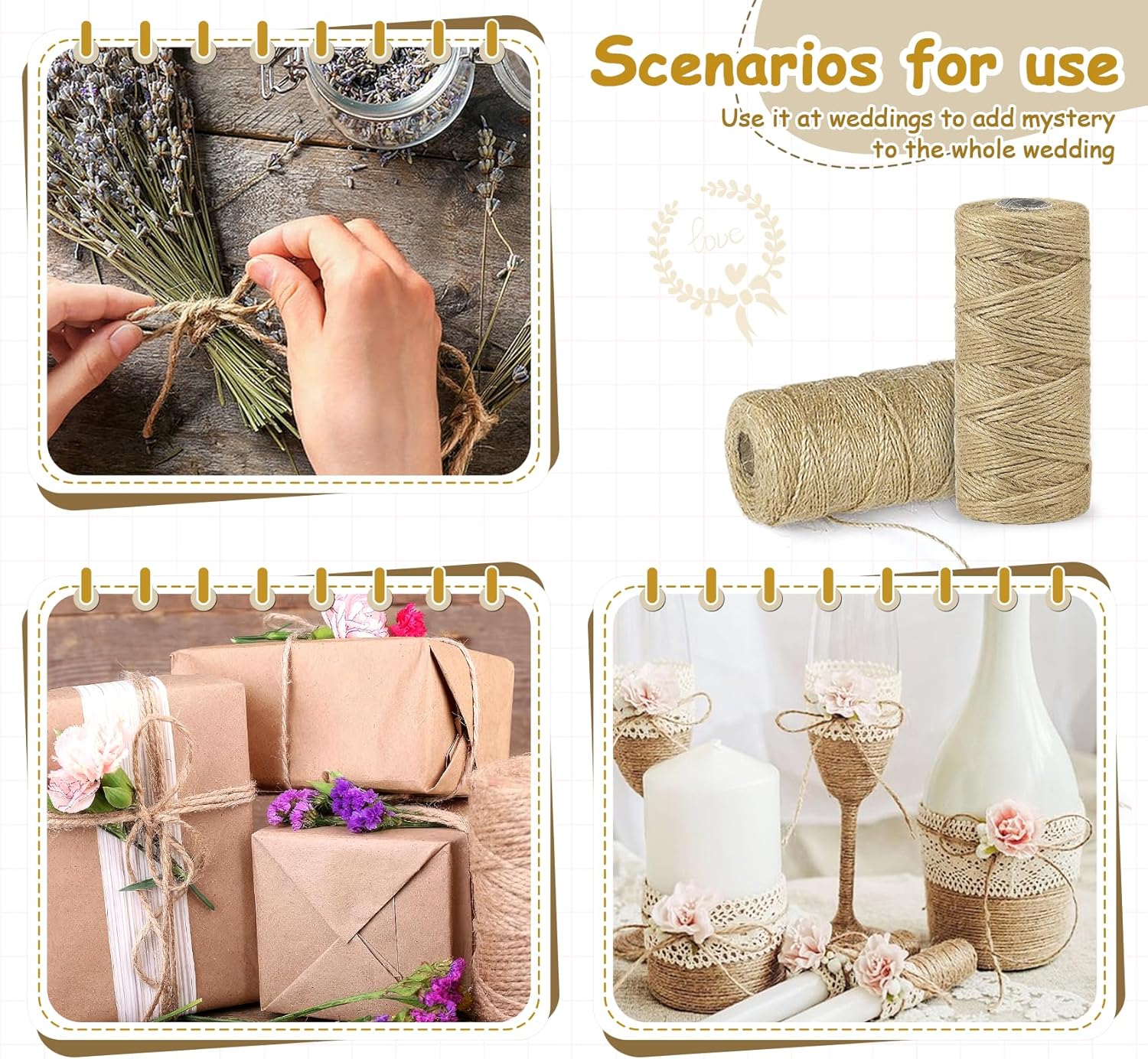 Garden Twine, 656 Feet Jute Twine,Baling Twine, Plant String, Garden Twine for Climbing Plants,Tomatoes, Crafting Floristry-VerdiqueGarden